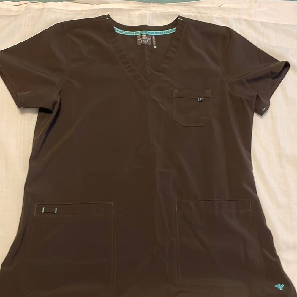 Clear out sale! Dark Brown Med Couture Scrub Top Size M